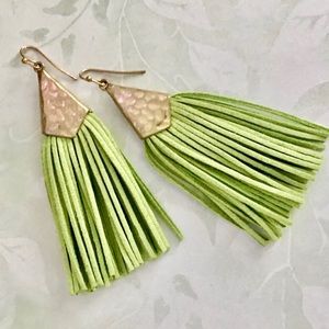 Lime Faux-Suede Tassel Earrings